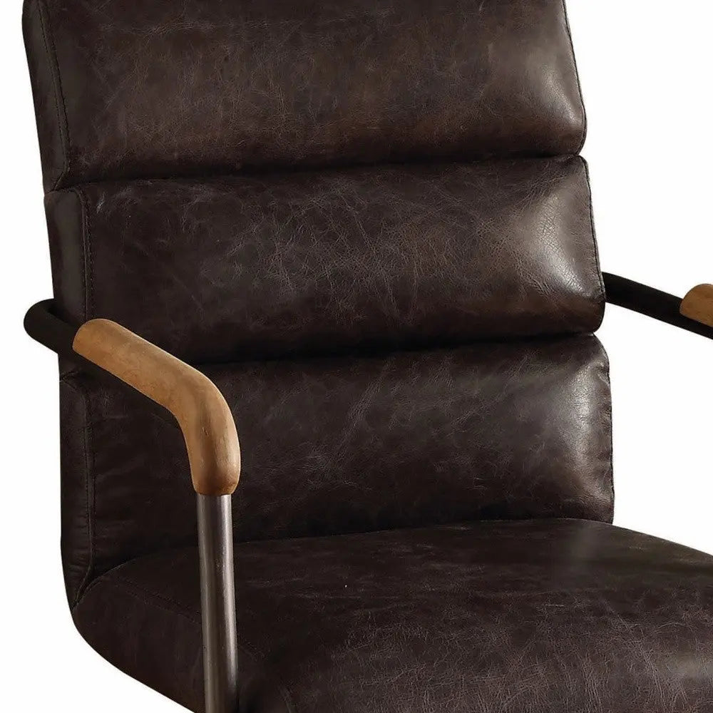 Black Adjustable Swivel Faux Leather Rolling Office Chair - GreatEagleInc