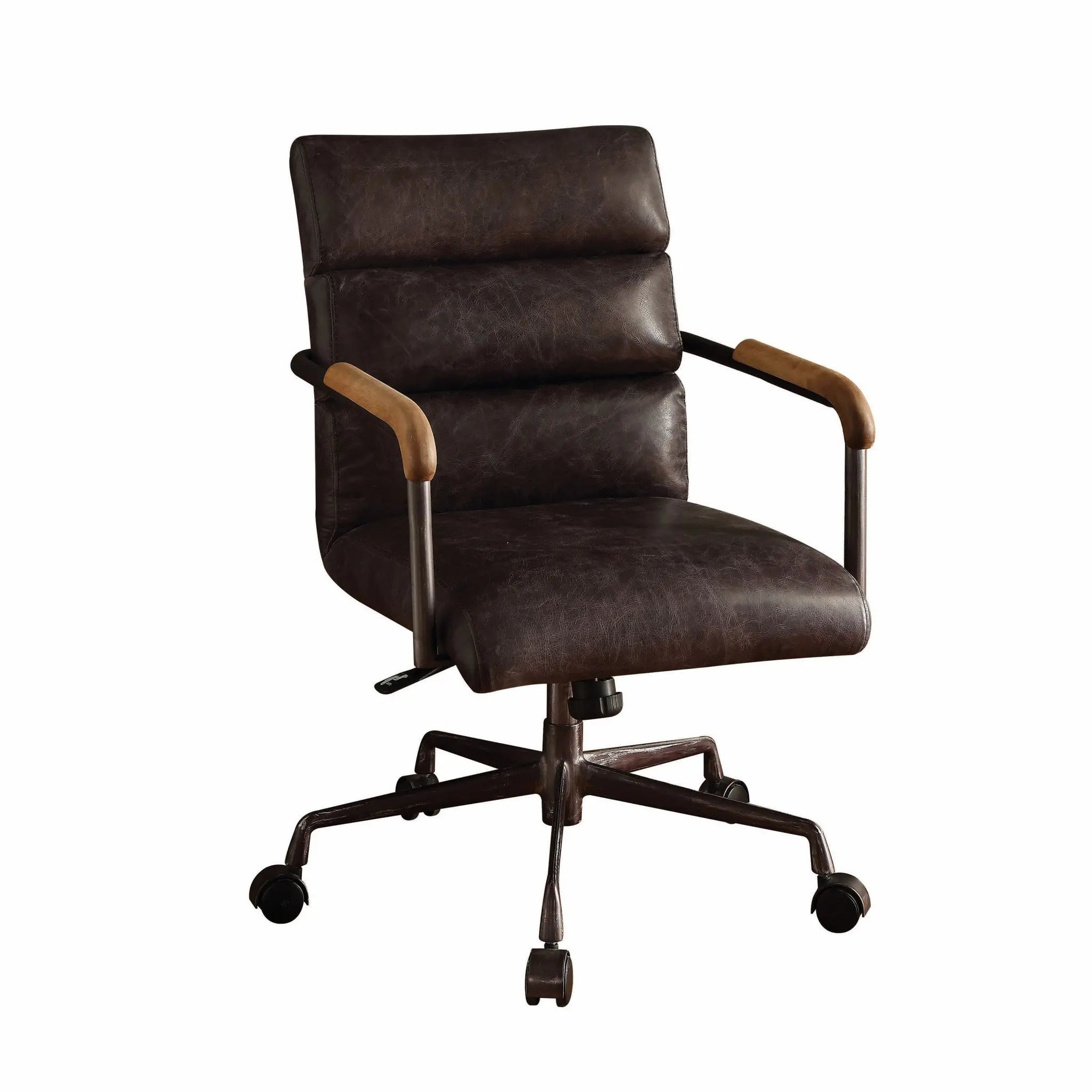 Black Adjustable Swivel Faux Leather Rolling Office Chair - GreatEagleInc