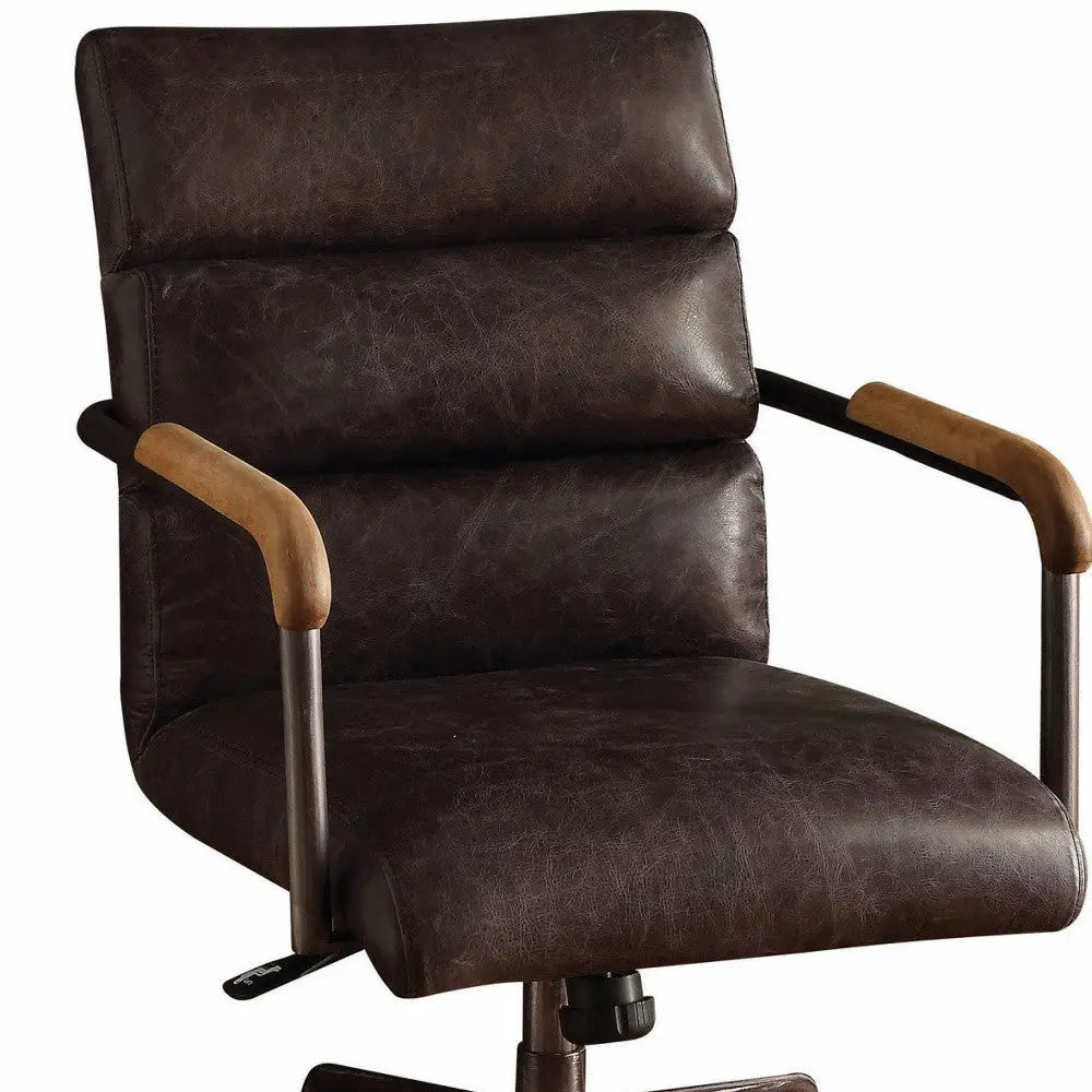 Black Adjustable Swivel Faux Leather Rolling Office Chair - GreatEagleInc