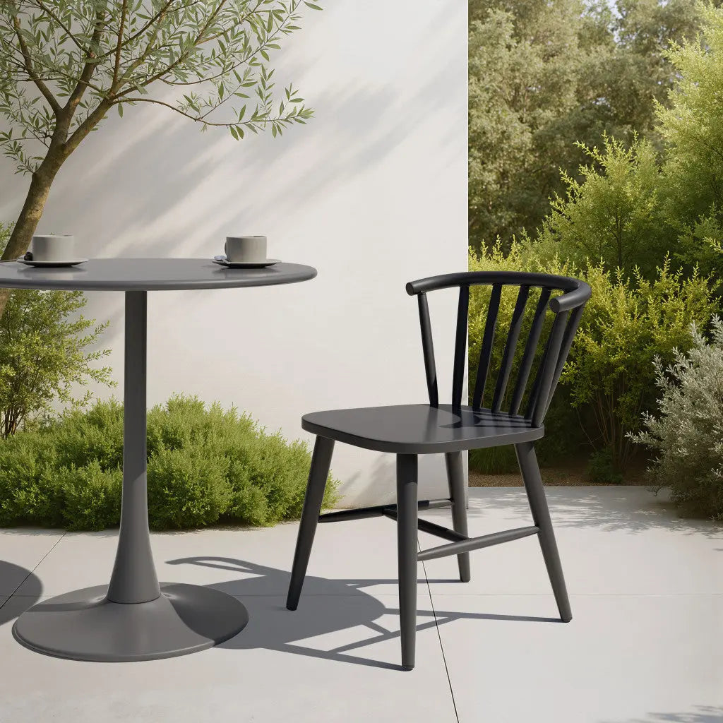 Black Aluminum Slat Back Dining Side Chair - GreatEagleInc