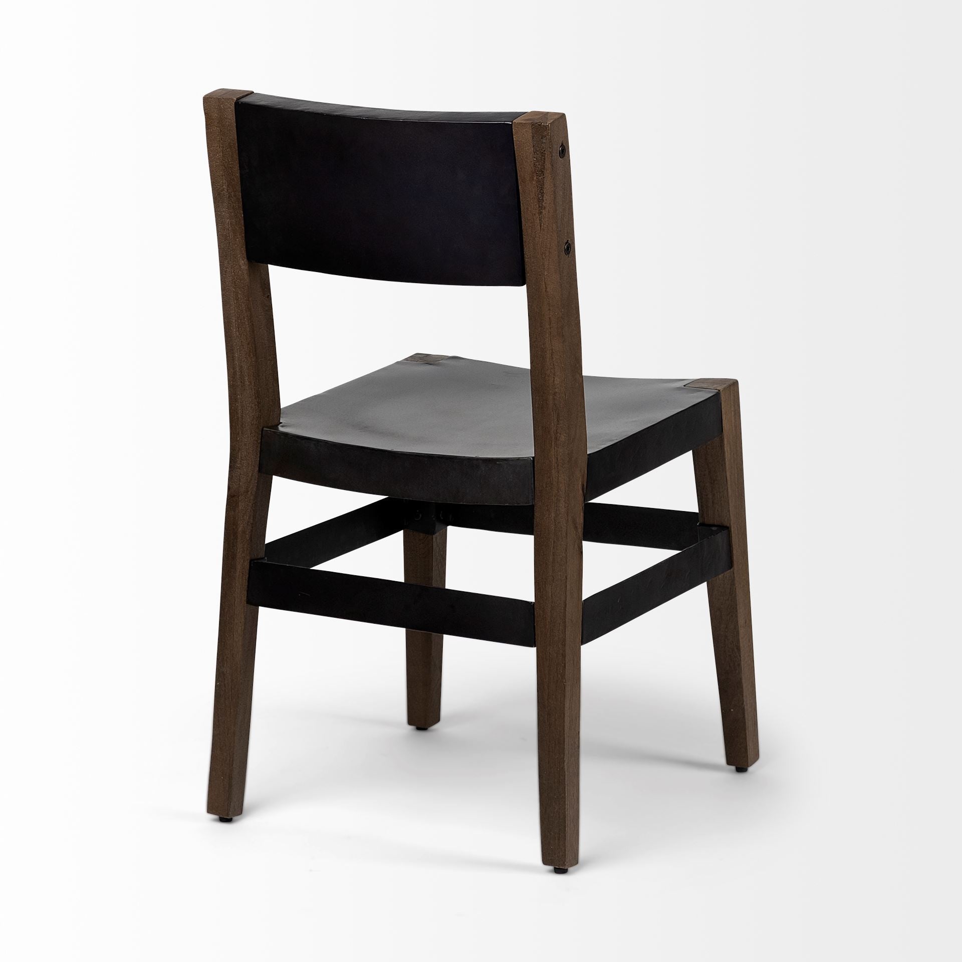 Black And Brown Metal and Wood Open Back Dining Side Chair - GreatEagleInc
