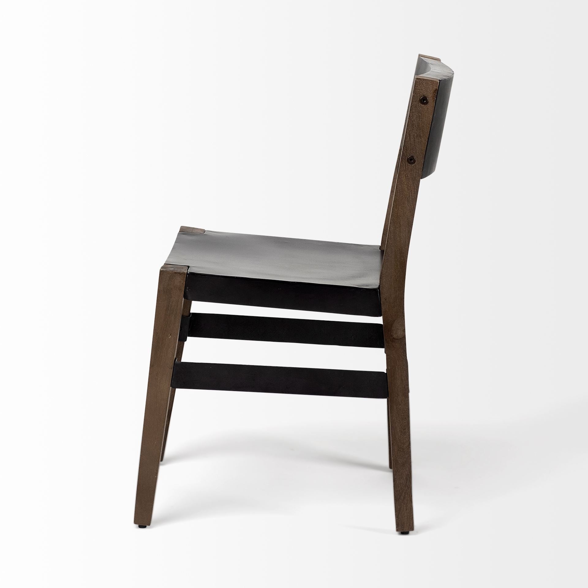 Black And Brown Metal and Wood Open Back Dining Side Chair - GreatEagleInc