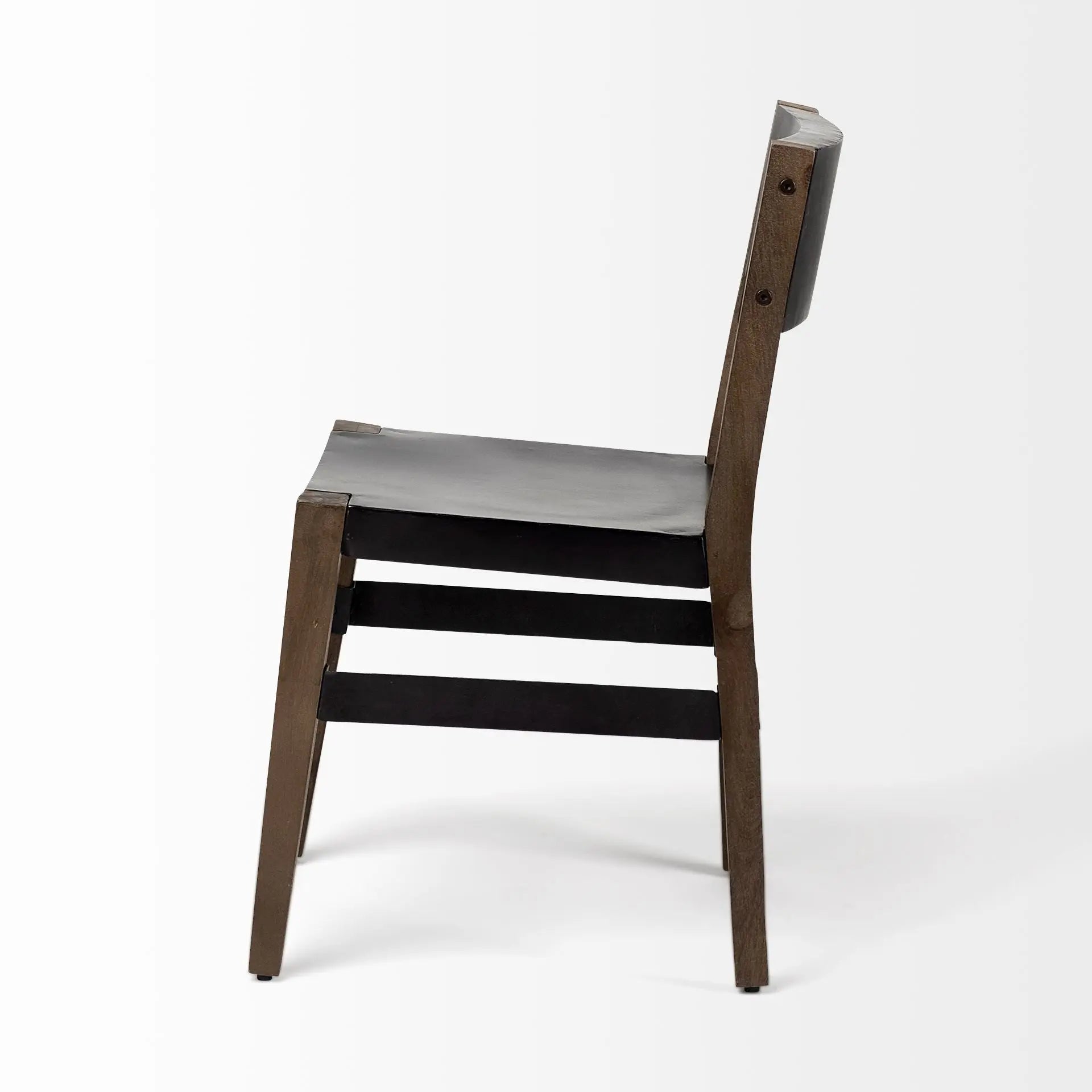 Black And Brown Metal and Wood Open Back Dining Side Chair - GreatEagleInc
