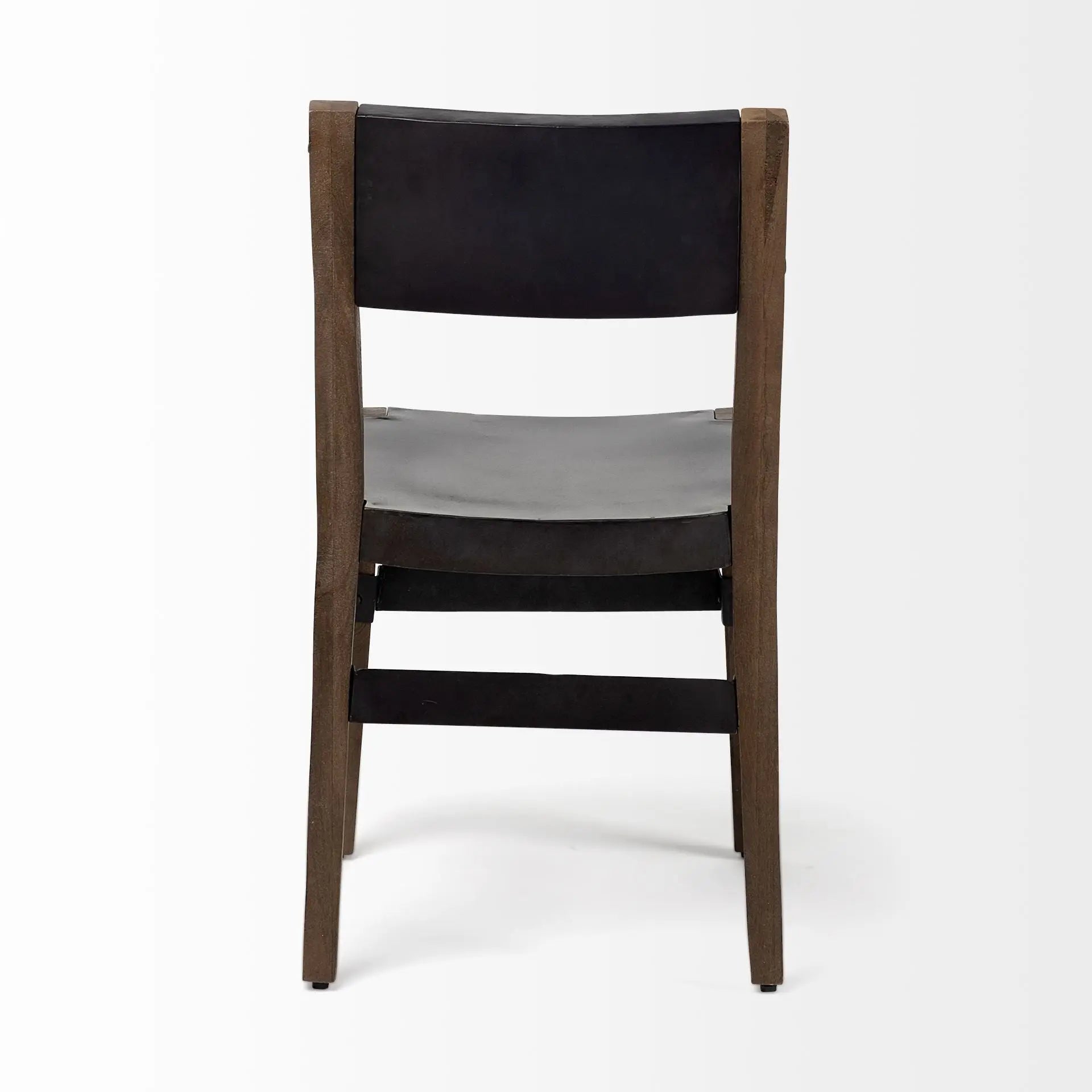 Black And Brown Metal and Wood Open Back Dining Side Chair - GreatEagleInc