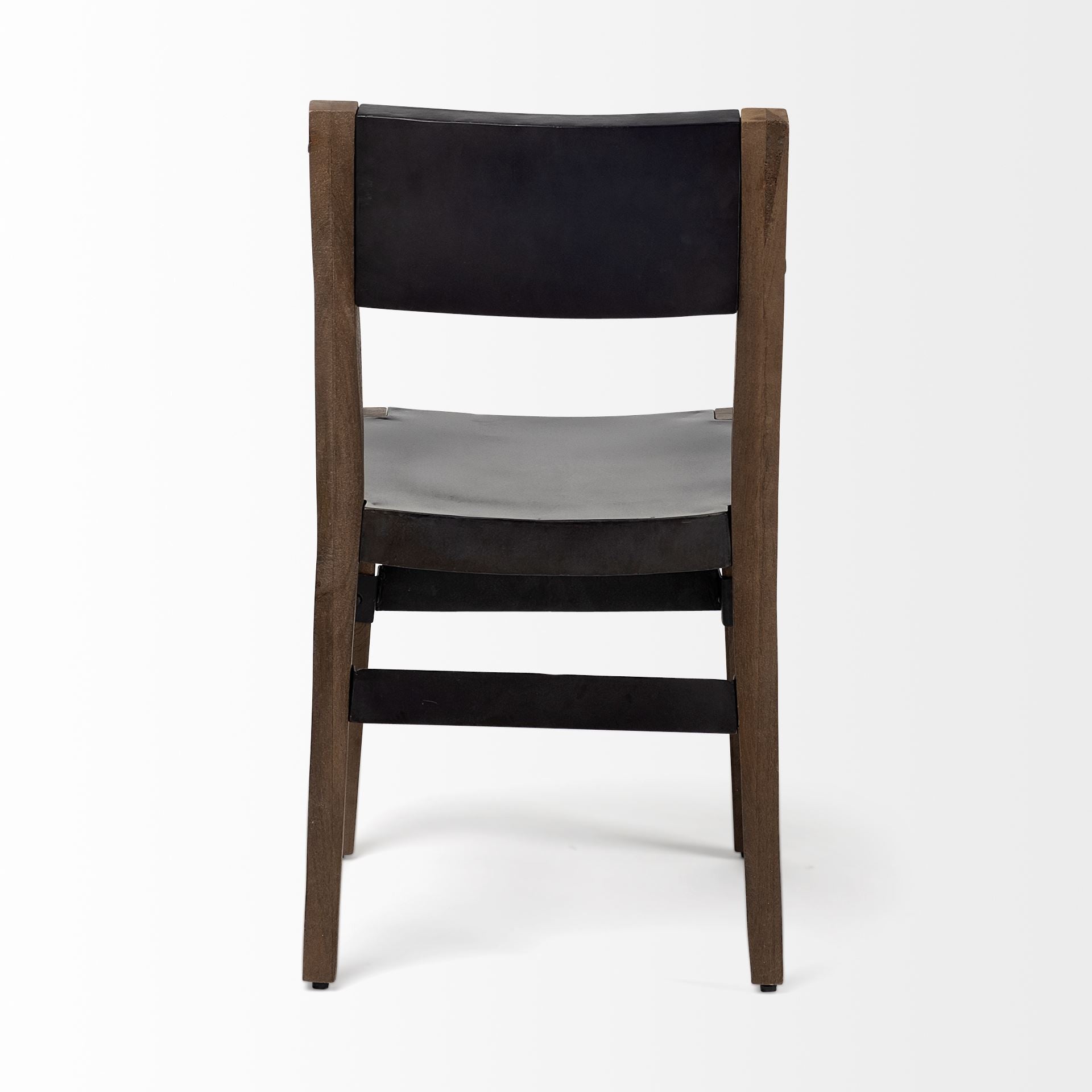 Black And Brown Metal and Wood Open Back Dining Side Chair - GreatEagleInc