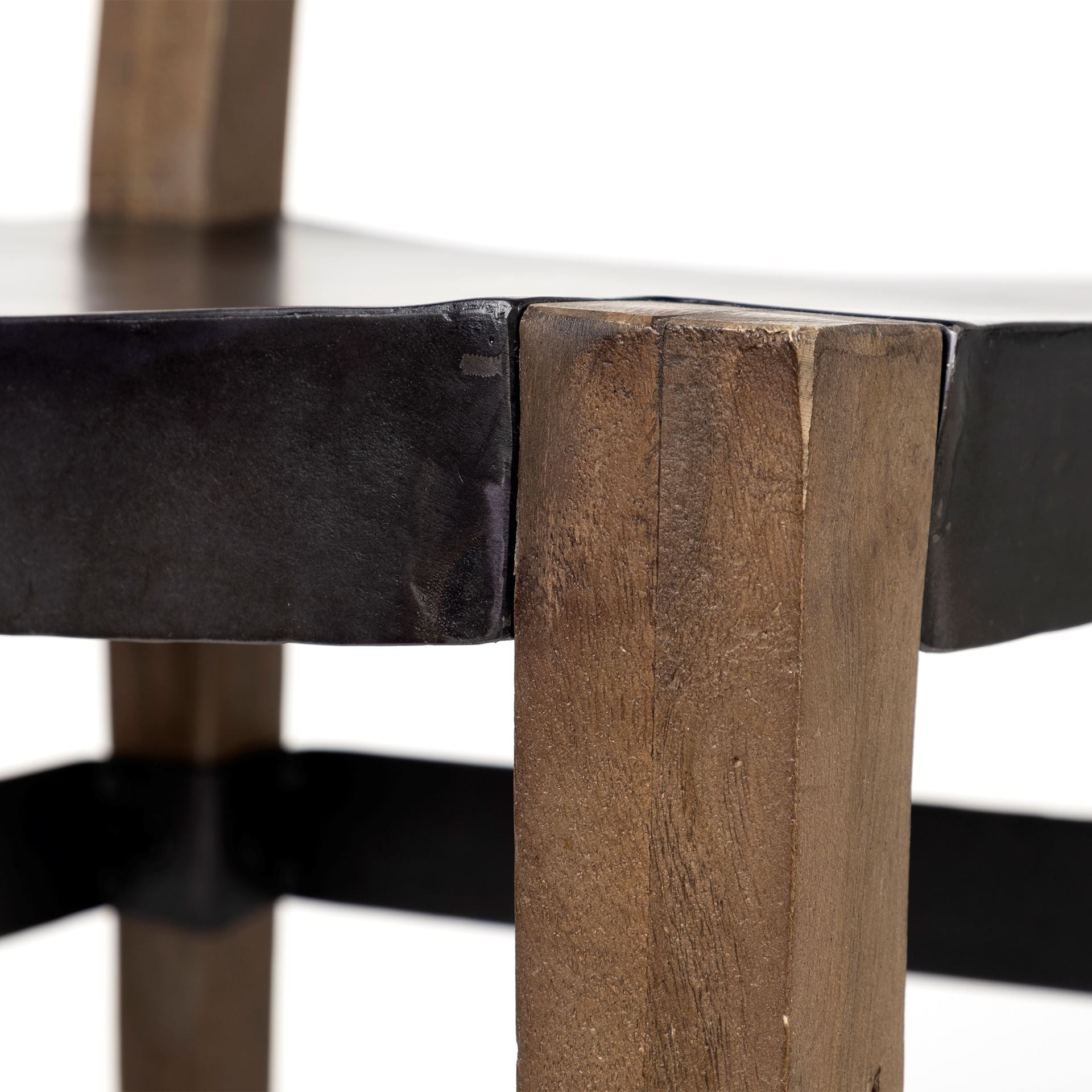 Black And Brown Metal and Wood Open Back Dining Side Chair - GreatEagleInc