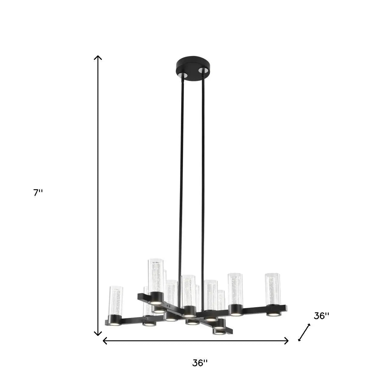 Black And Clear Candle Style Twelve Light Transparent Metal LED Dimmable Chandelier With Clear Shades GreatEagleInc