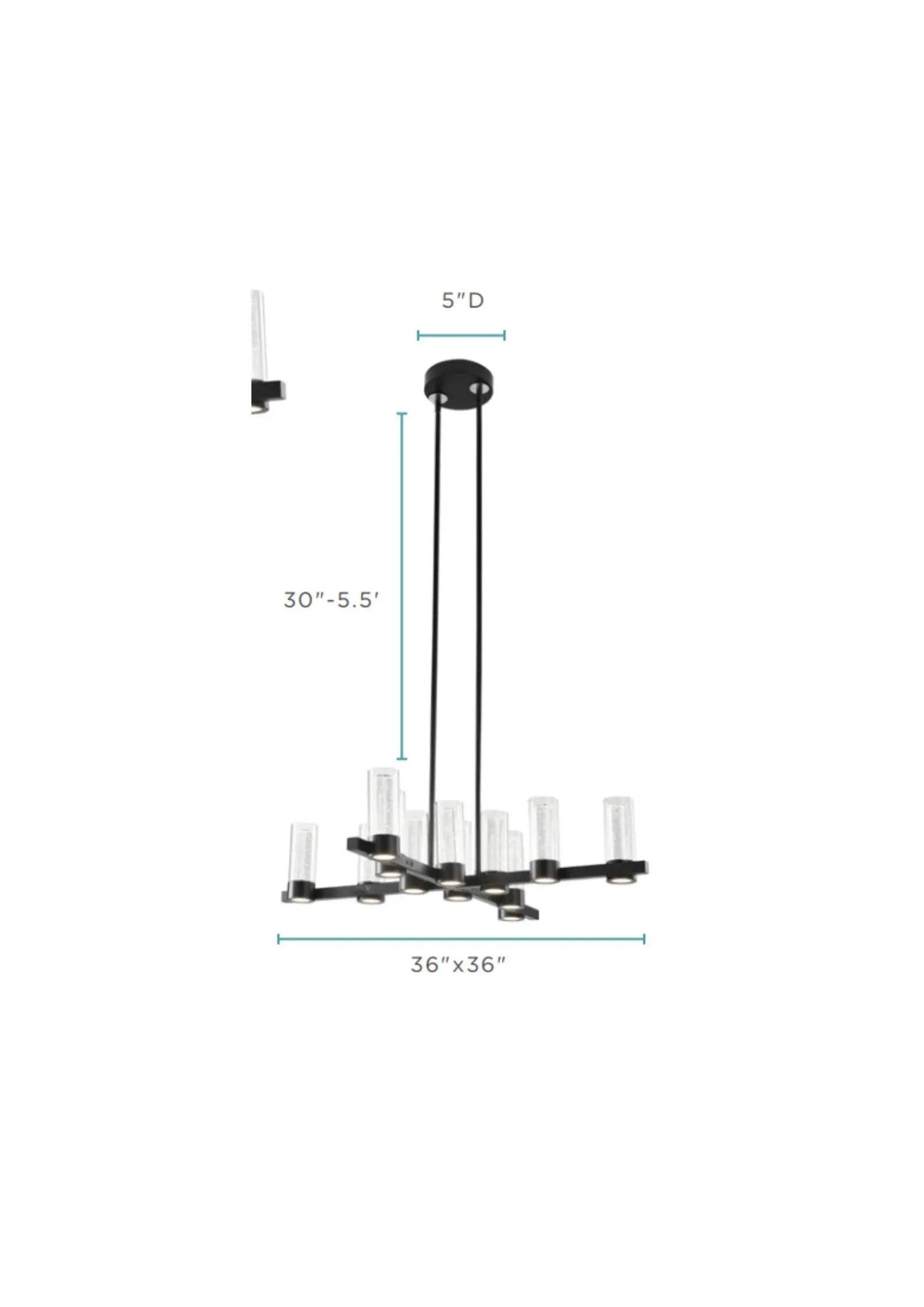 Black And Clear Candle Style Twelve Light Transparent Metal LED Dimmable Chandelier With Clear Shades GreatEagleInc