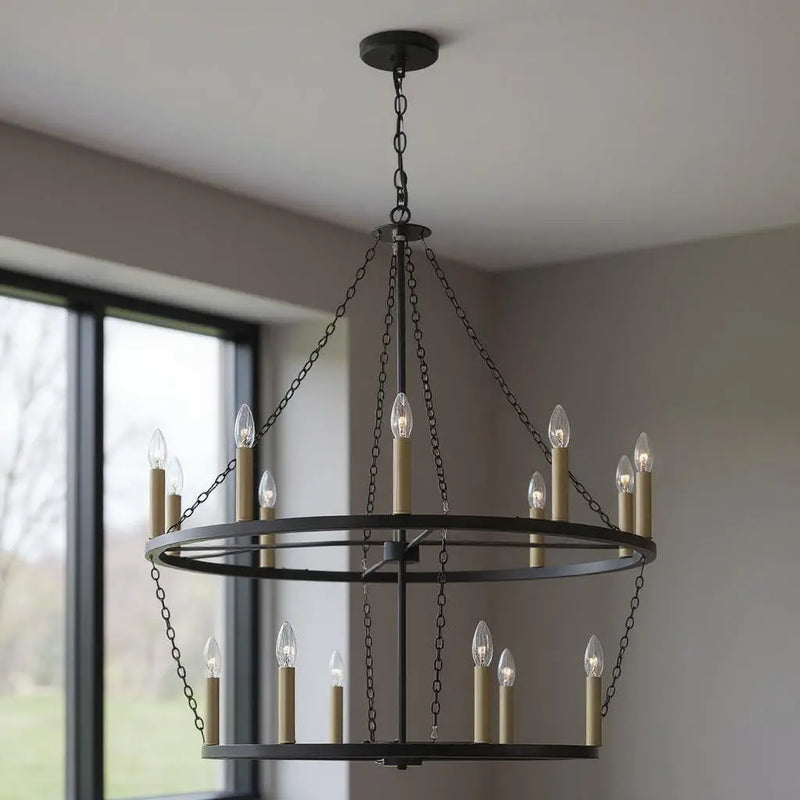 Black And Gold Candle Style Multi Light Metal Dimmable Chandelier Homeroots Lighting