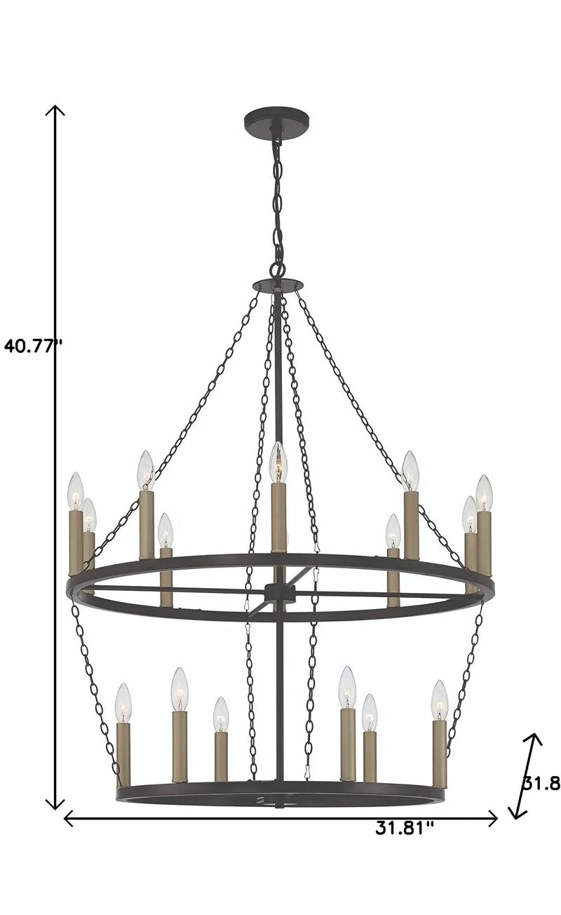 Black And Gold Candle Style Multi Light Metal Dimmable Chandelier Homeroots Lighting