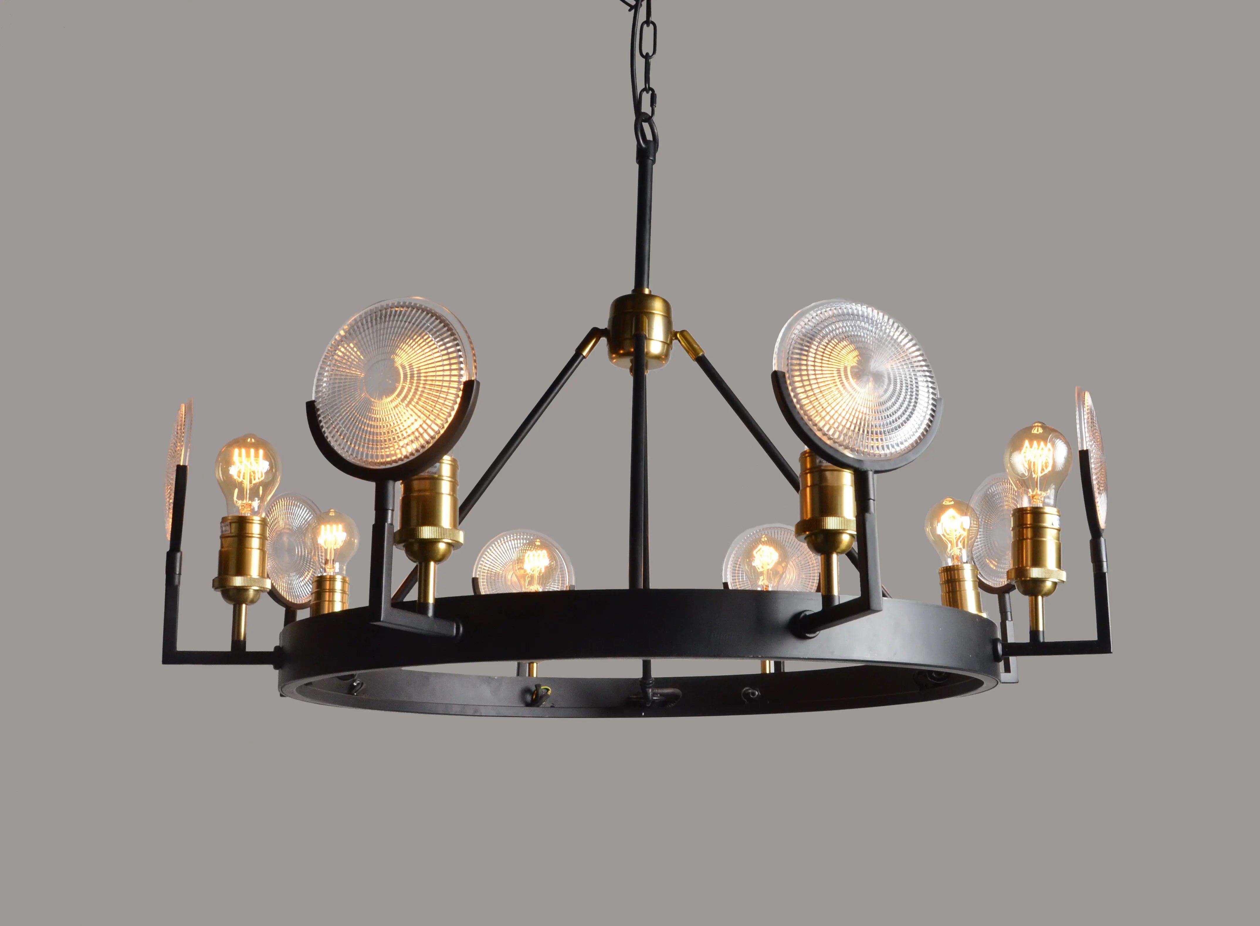 Black And Gold Unique Statement Eight Light Metal Chandelier With Clear Shades Homeroots Lighting