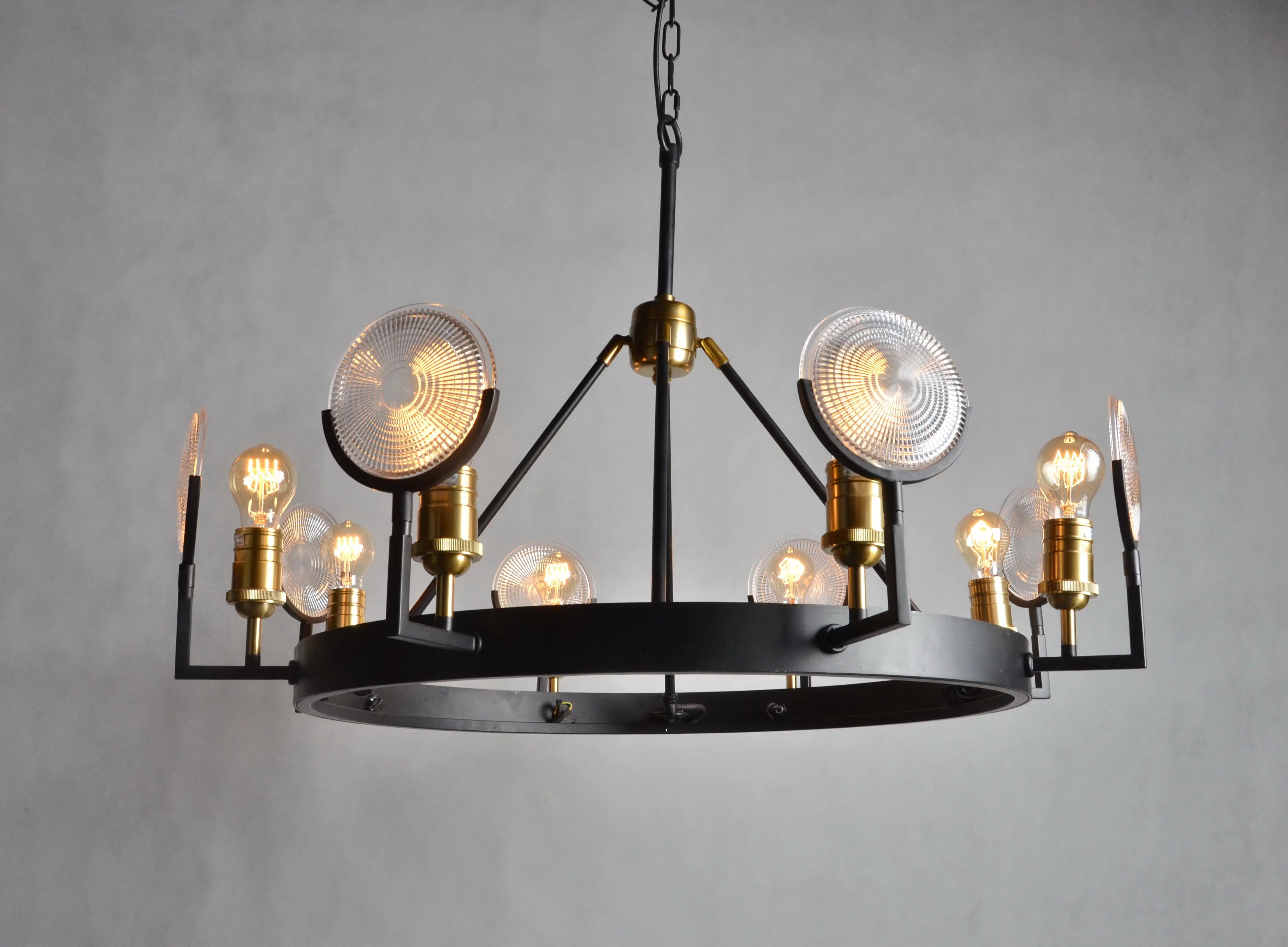 Black And Gold Unique Statement Eight Light Metal Chandelier With Clear Shades Homeroots Lighting