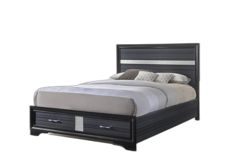 Black And Gray Wood Queen With Two Drawers Bed Frame Homeroots Bed & Bath