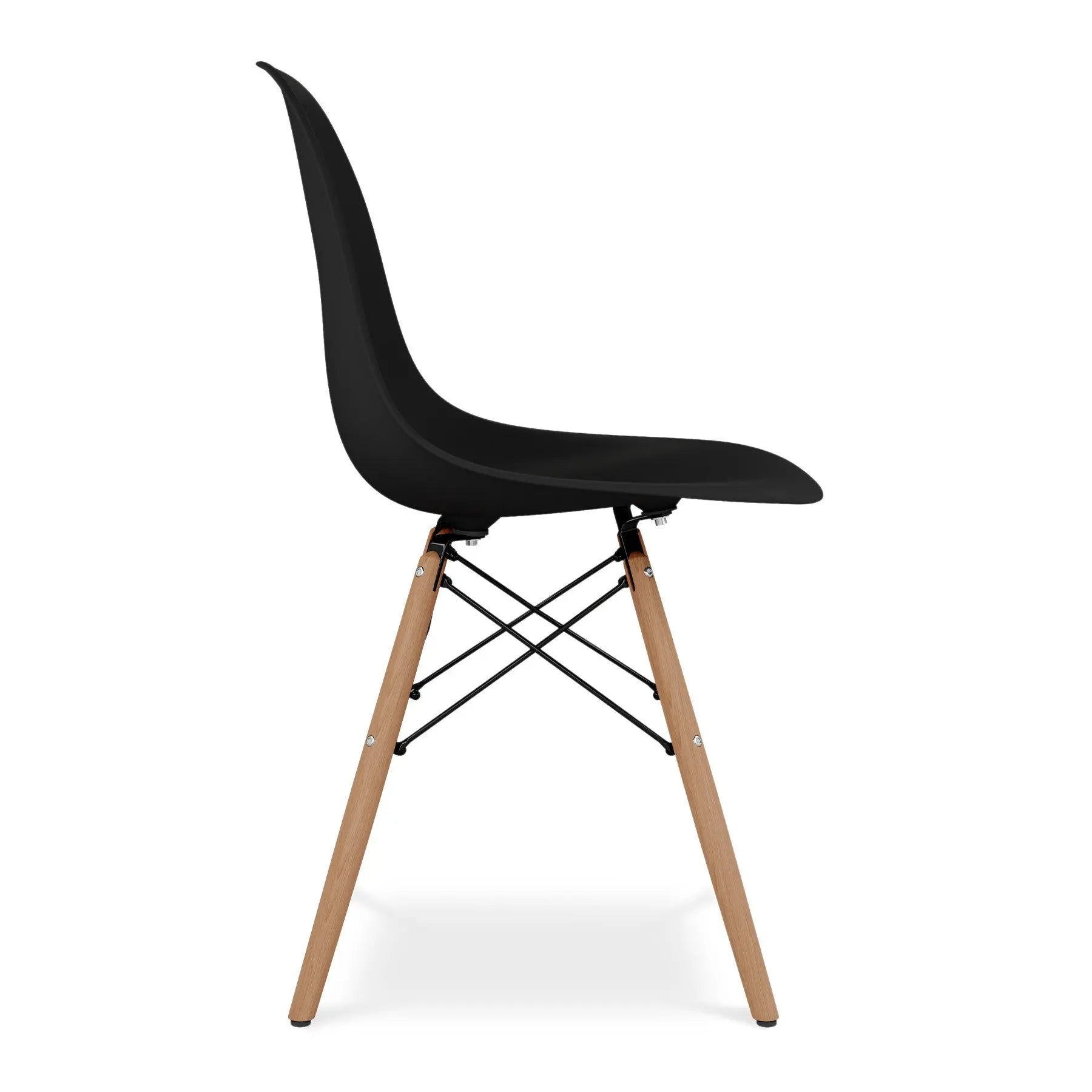 Black And Natural Heavy Duty Plastic And Wood Dining Side Chair Homeroots Kitchen & Dining