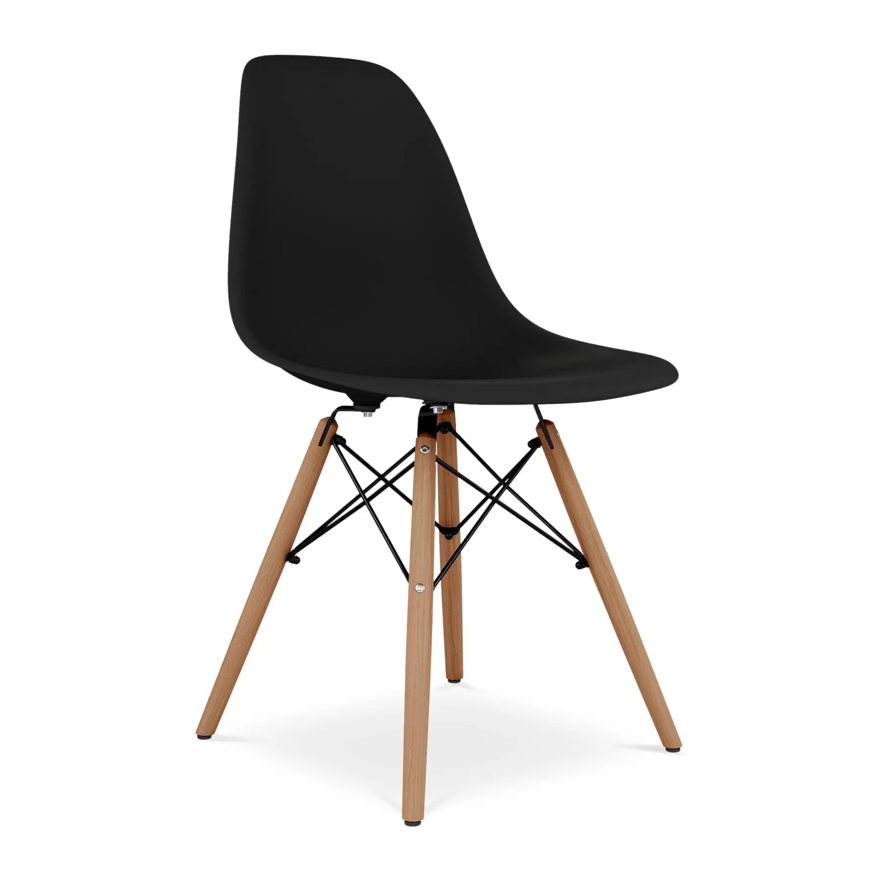 Black And Natural Heavy Duty Plastic And Wood Dining Side Chair Homeroots Kitchen & Dining