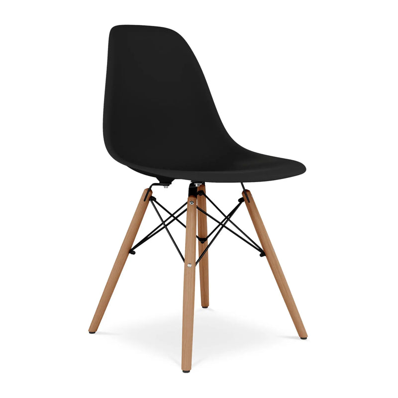 Black And Natural Heavy Duty Plastic And Wood Dining Side Chair Homeroots Kitchen & Dining