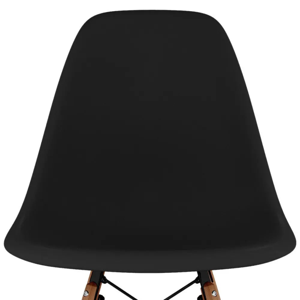 Black And Natural Heavy Duty Plastic And Wood Dining Side Chair Homeroots Kitchen & Dining