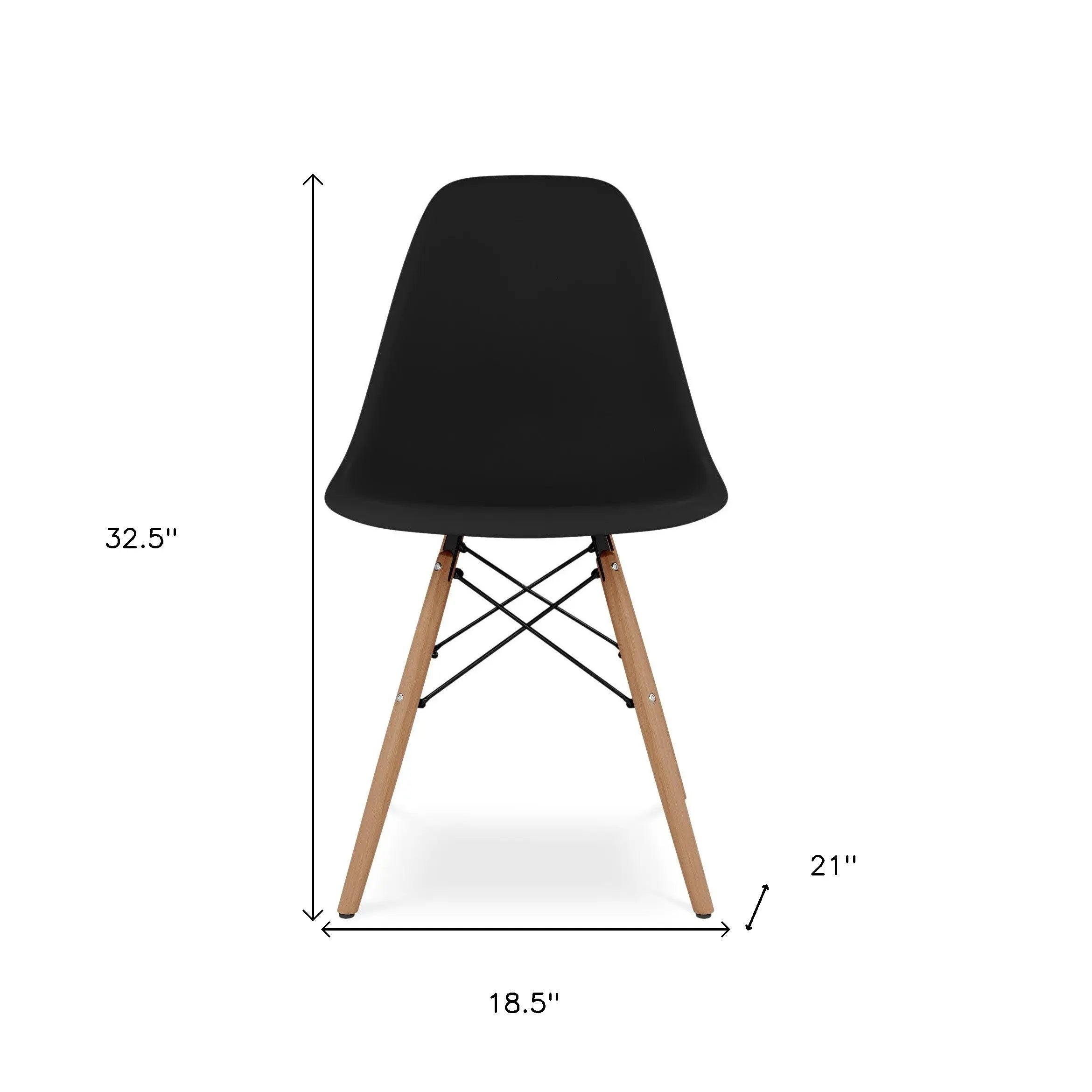 Black And Natural Heavy Duty Plastic And Wood Dining Side Chair Homeroots Kitchen & Dining