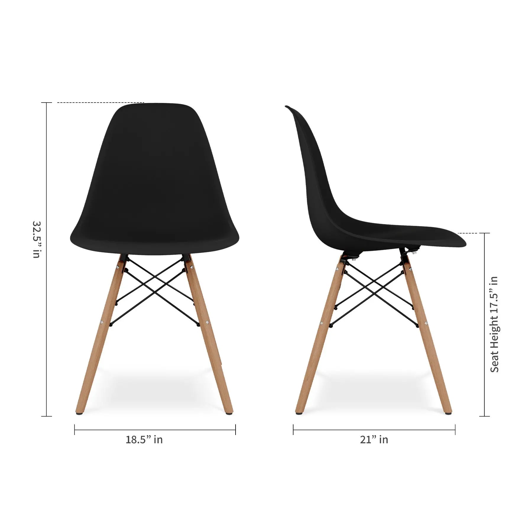Black And Natural Heavy Duty Plastic And Wood Dining Side Chair Homeroots Kitchen & Dining