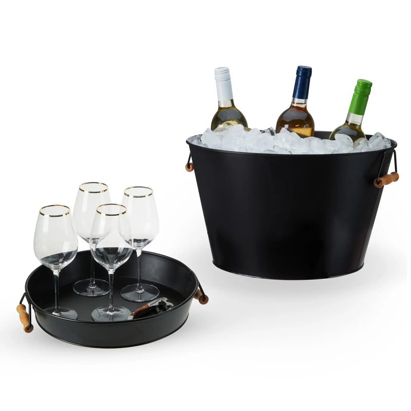 Black Beverage Tub with Stand & Tray by Twine Living Twine