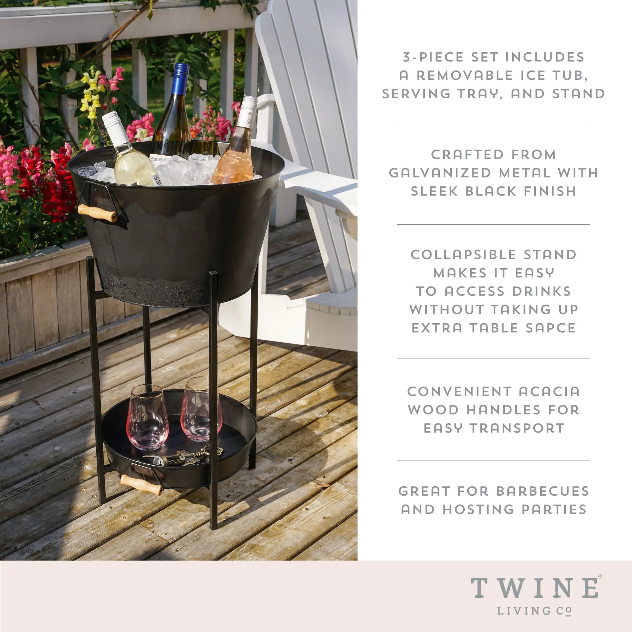 Black Beverage Tub with Stand & Tray by Twine Living Twine