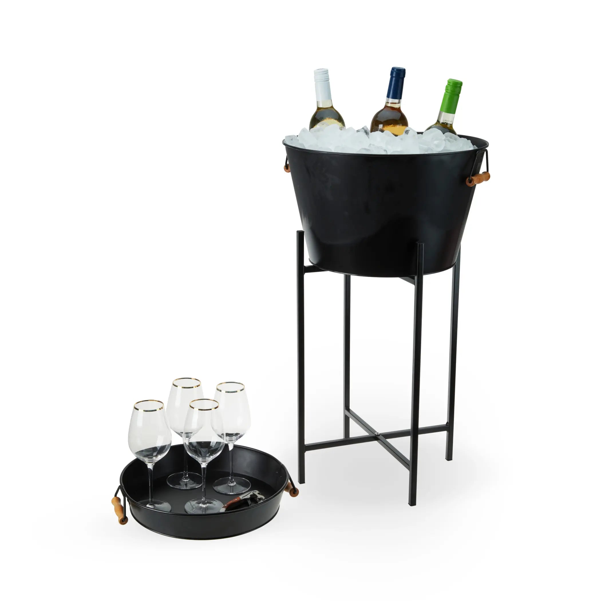 Black Beverage Tub with Stand & Tray by Twine Living Twine