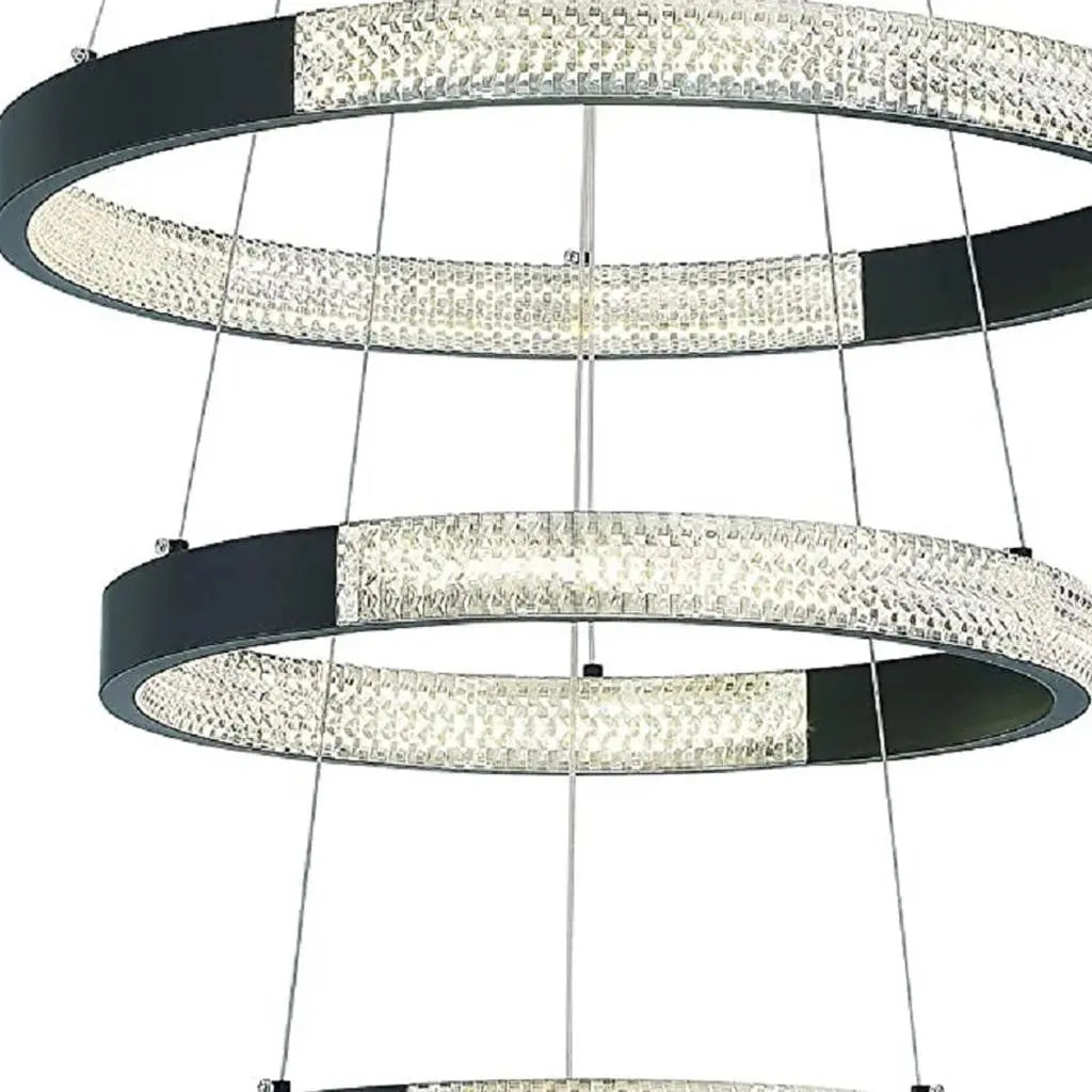 Black Candle Style Three Light Metal LED Dimmable Chandelier Homeroots Lighting
