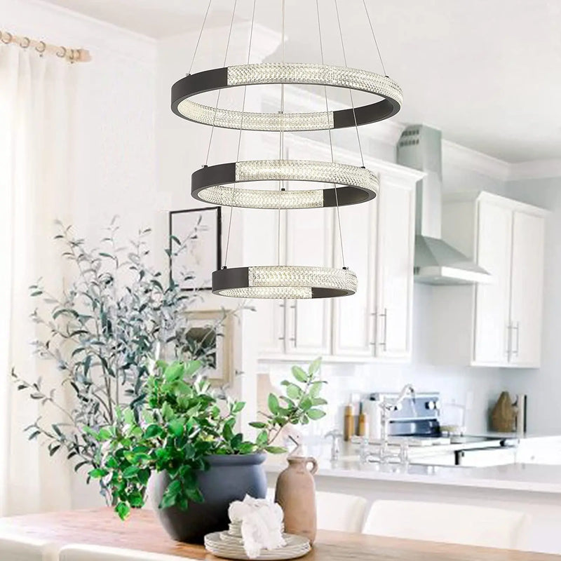 Black Candle Style Three Light Metal LED Dimmable Chandelier Homeroots Lighting