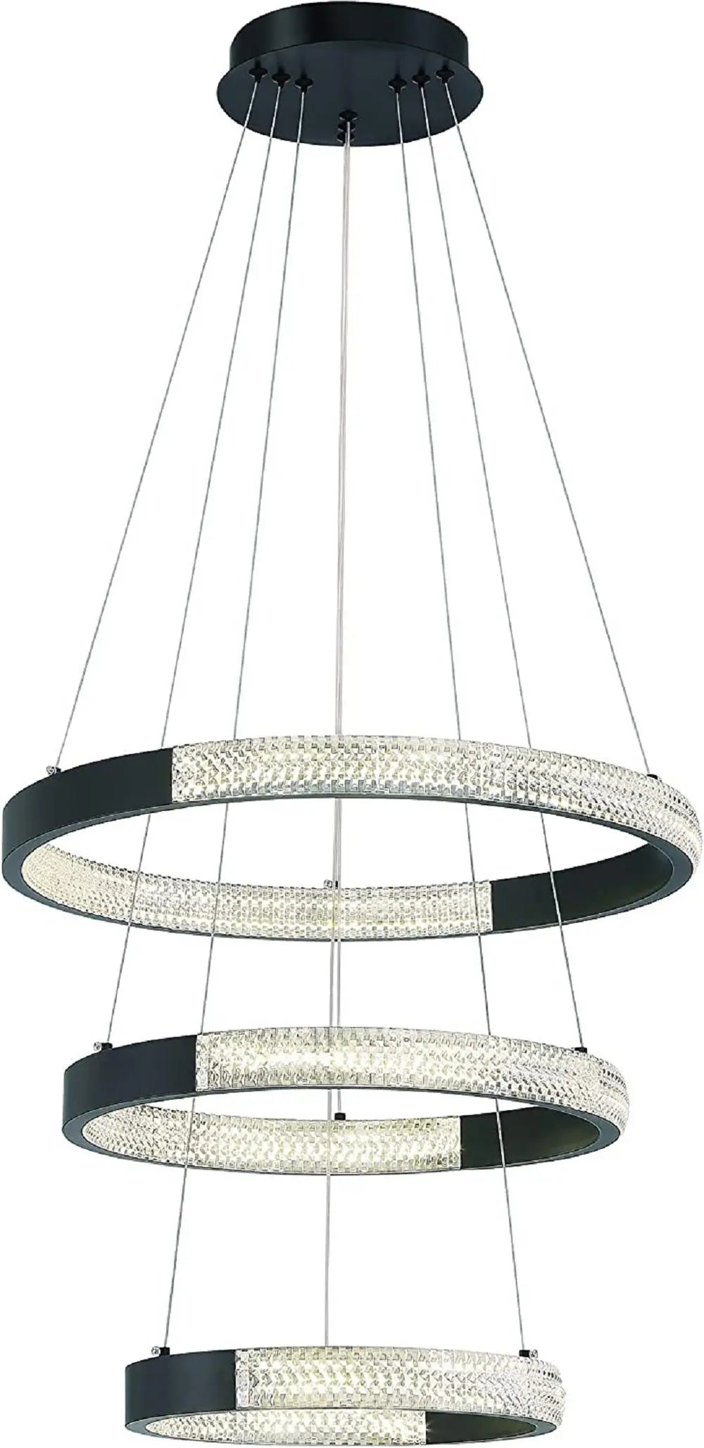 Black Candle Style Three Light Metal LED Dimmable Chandelier Homeroots Lighting