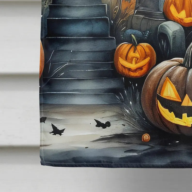 Black Cat Spooky Halloween House Flag Caroline's Treasures