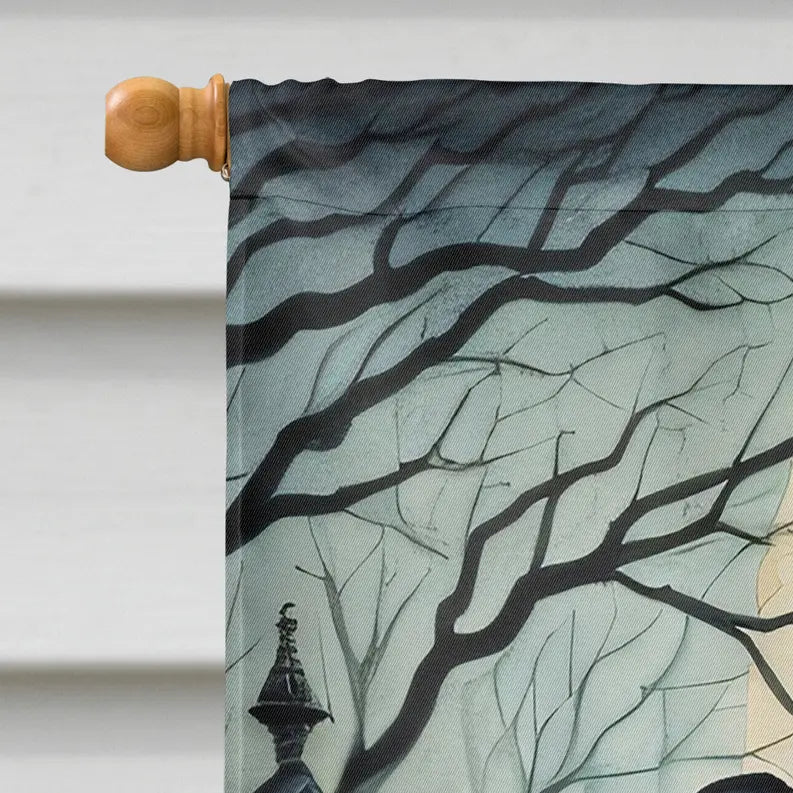 Black Cat Spooky Halloween House Flag Caroline's Treasures