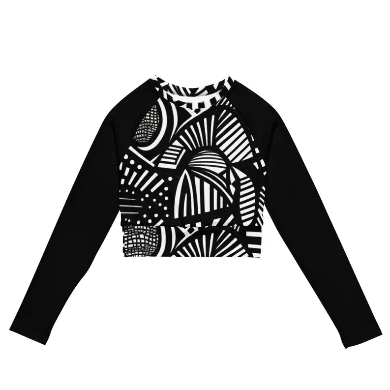 Black Chromo Women's Recycled Polyester Long Sleeve Crop Top Cropped Sweater Adirelounge