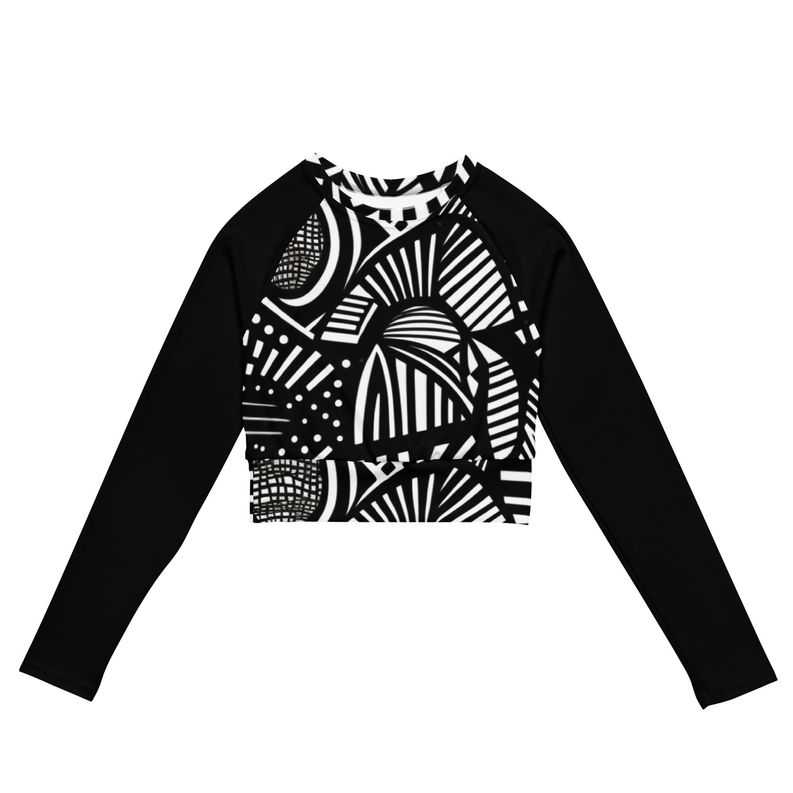 Black Chromo Women's Recycled Polyester Long Sleeve Crop Top Cropped Sweater Adirelounge