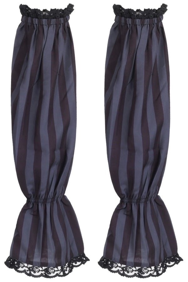 Black/Dark Grey Striped Smocked Sleeves Daisy Corsets