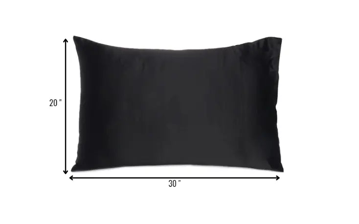 Black Dreamy Set Of 2 Silky Satin Queen Pillowcases Homeroots Bed & Bath