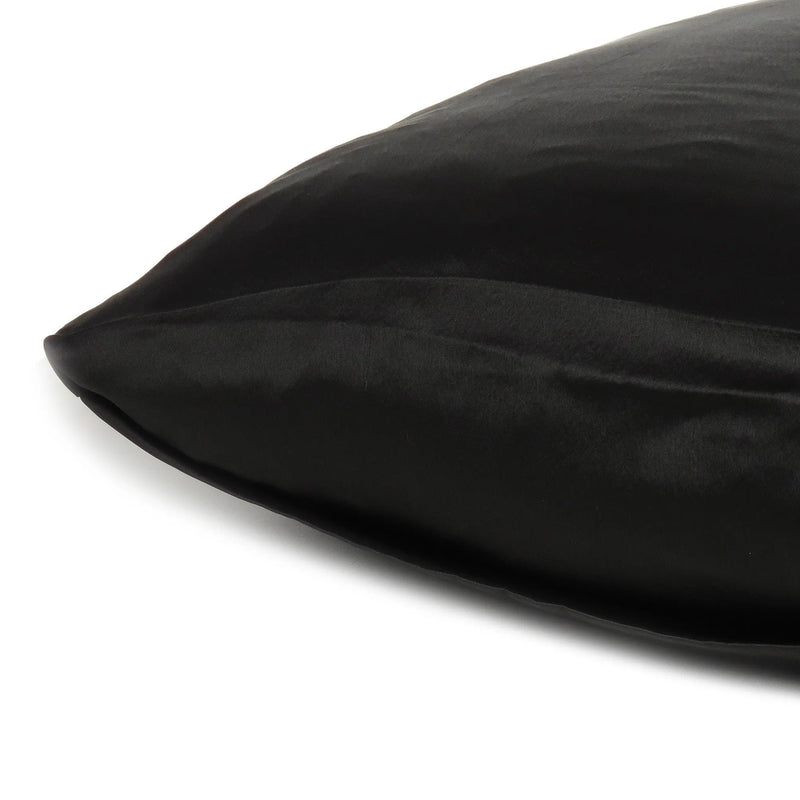 Black Dreamy Set Of 2 Silky Satin Queen Pillowcases Homeroots Bed & Bath
