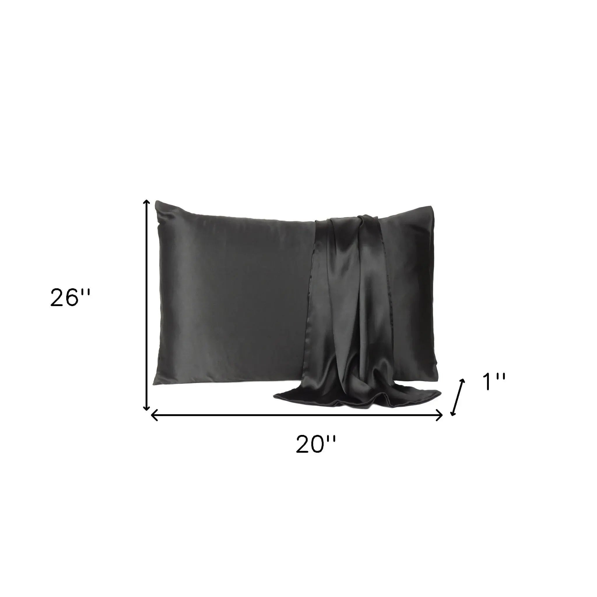 Black Dreamy Set Of 2 Silky Satin Standard Pillowcases Homeroots Bed & Bath