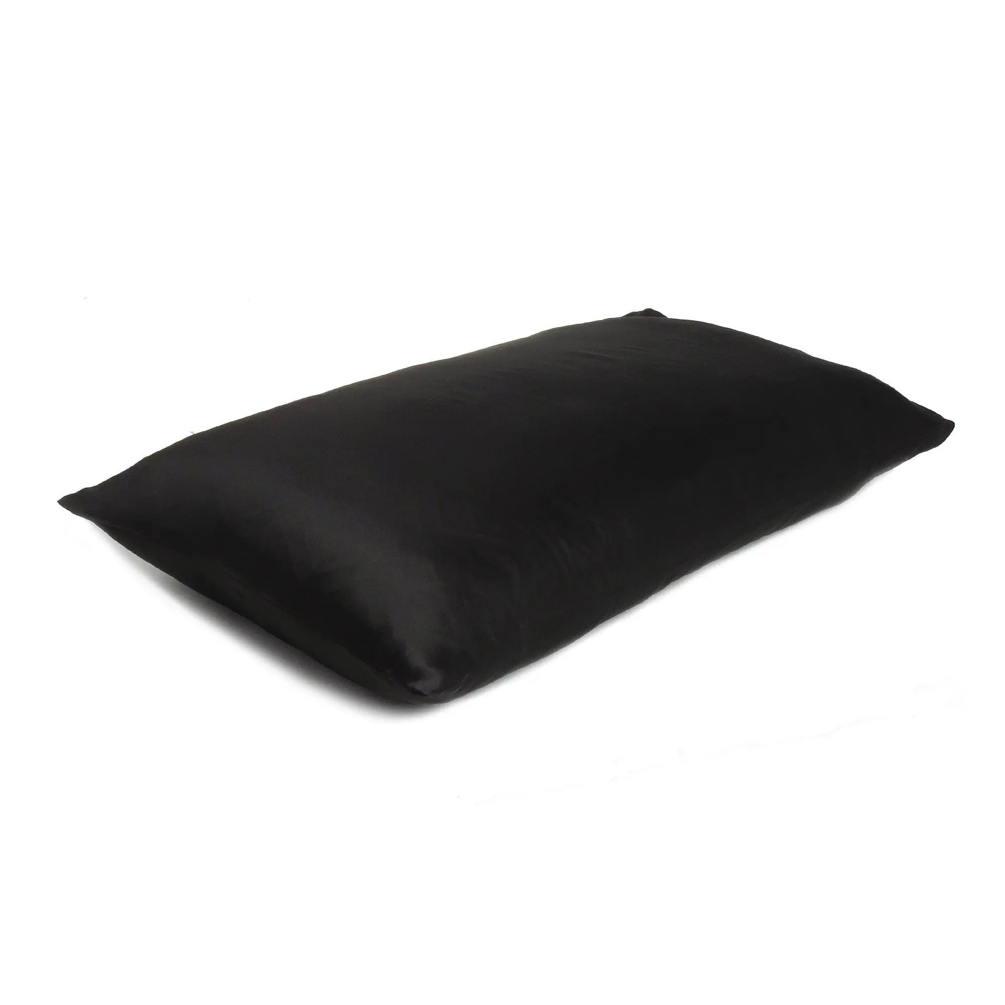 Black Dreamy Set Of 2 Silky Satin Standard Pillowcases Homeroots Bed & Bath