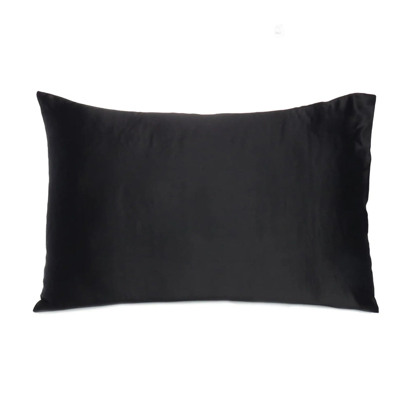 Black Dreamy Set Of 2 Silky Satin Standard Pillowcases Homeroots Bed & Bath
