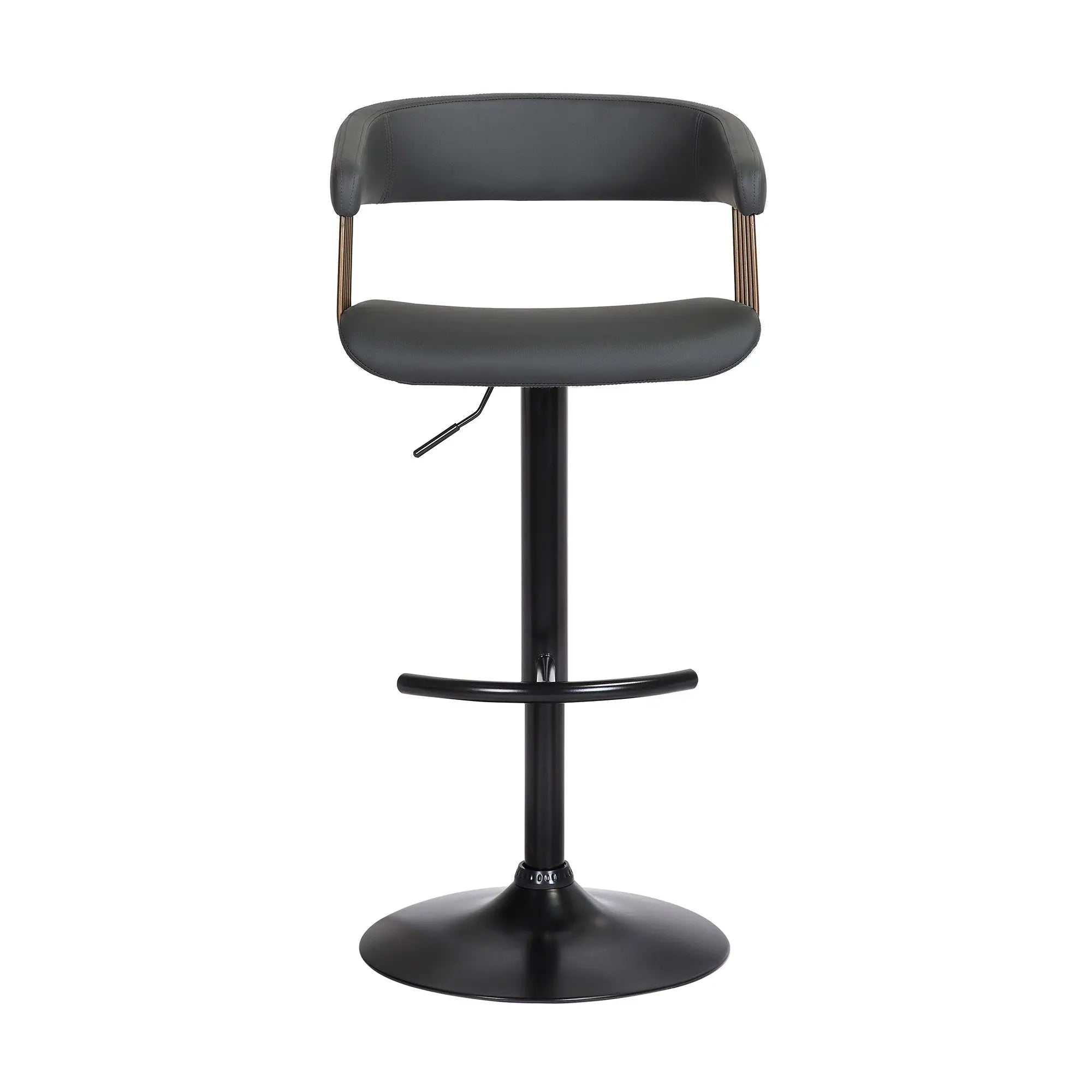 Black Faux Leather And Metal Swivel Adjustable Height Bar Chair Homeroots Living Room