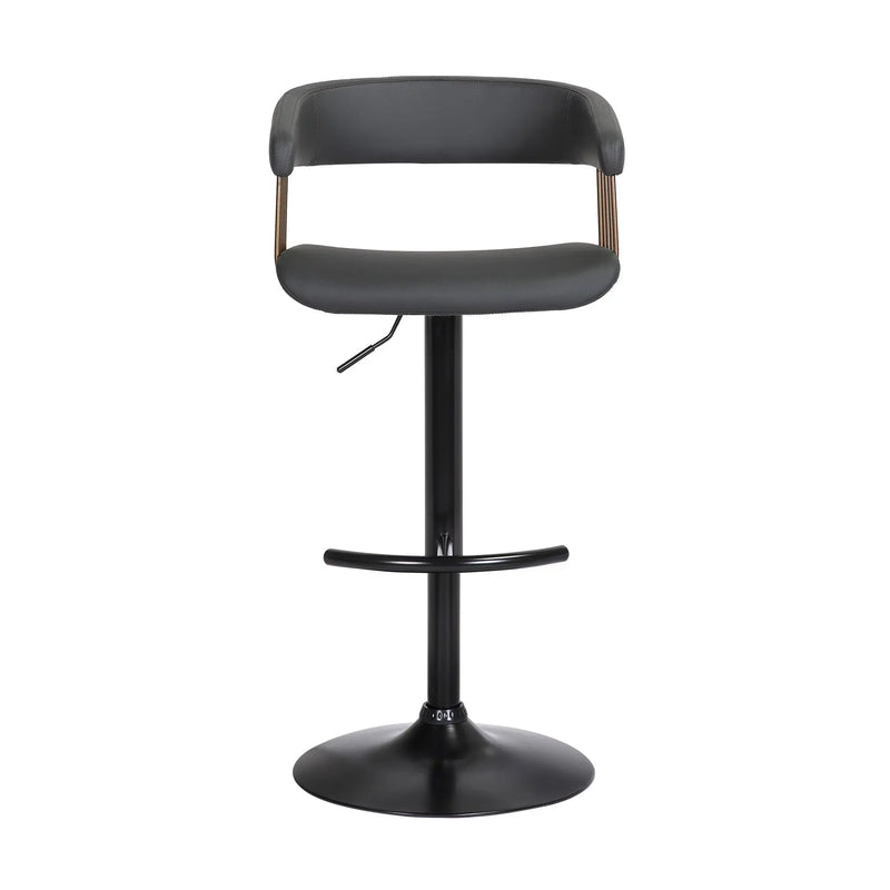 Black Faux Leather And Metal Swivel Adjustable Height Bar Chair Homeroots Living Room