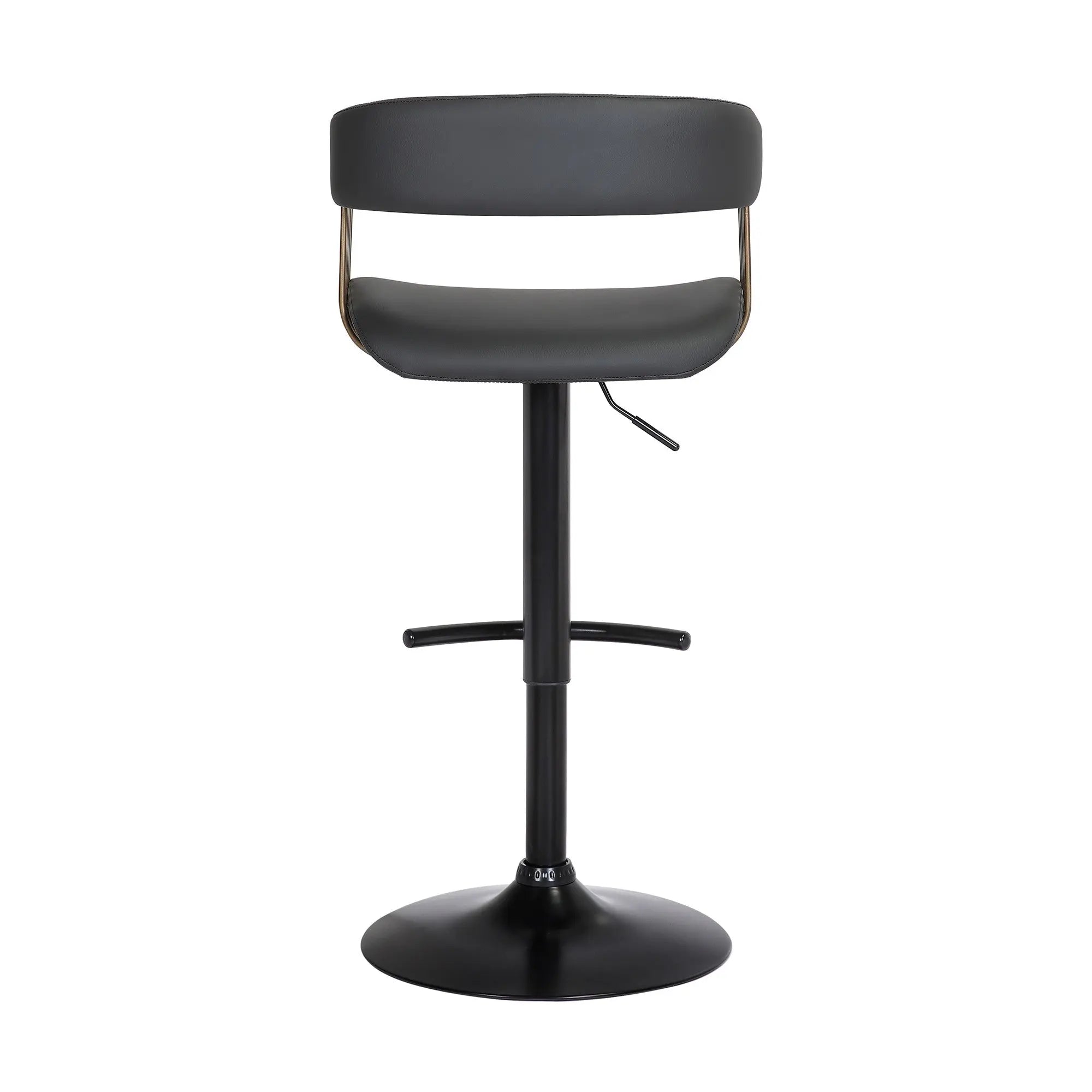 Black Faux Leather And Metal Swivel Adjustable Height Bar Chair Homeroots Living Room