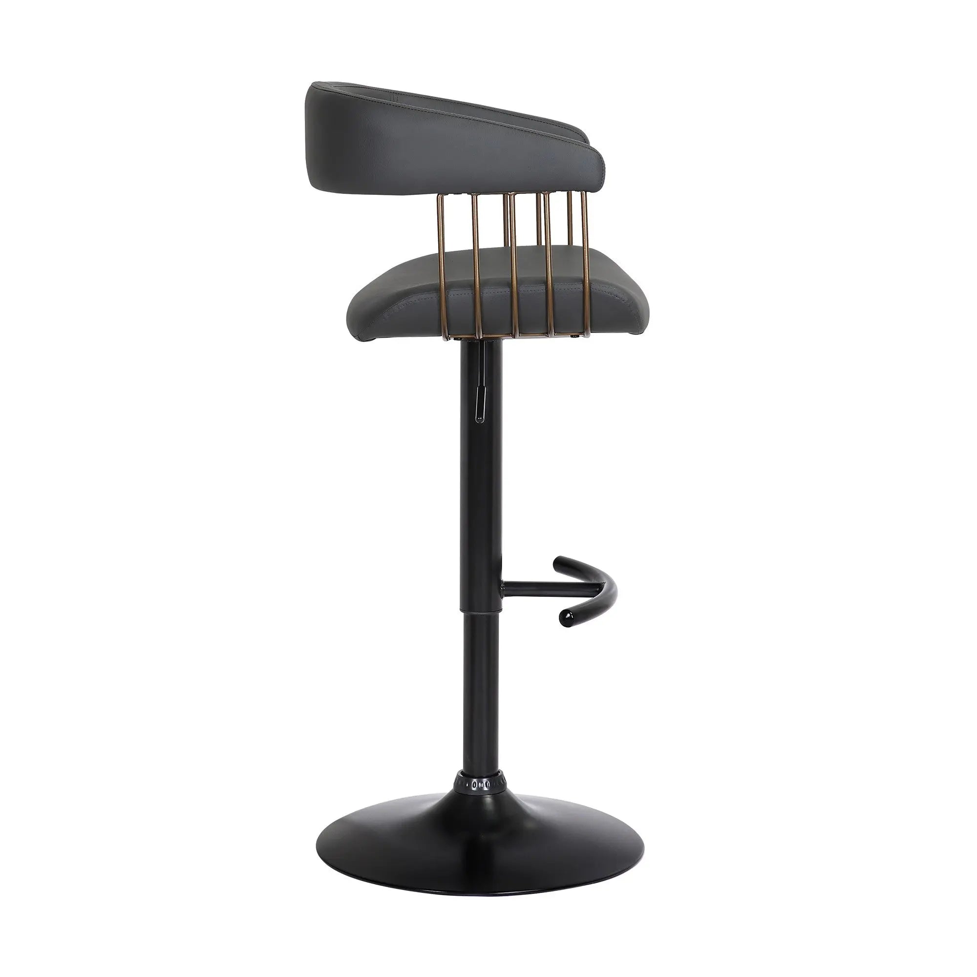 Black Faux Leather And Metal Swivel Adjustable Height Bar Chair Homeroots Living Room