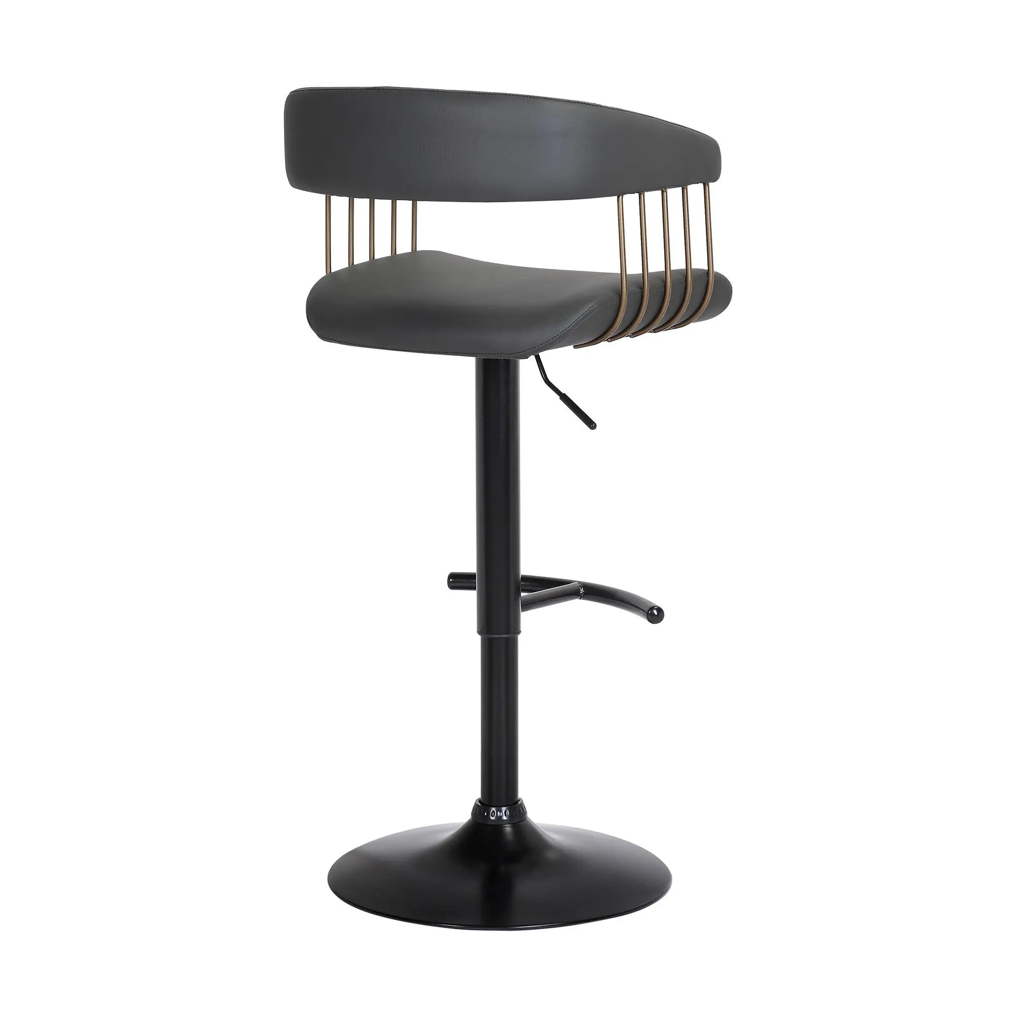 Black Faux Leather And Metal Swivel Adjustable Height Bar Chair Homeroots Living Room