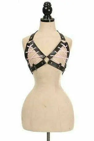 Black Faux Leather Lace Daisy Corsets