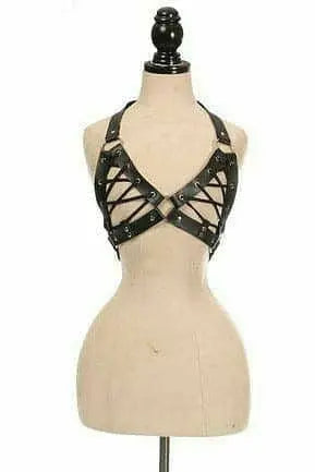 Black Faux Leather Lace Daisy Corsets