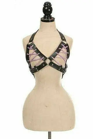 Black Faux Leather Lace Daisy Corsets