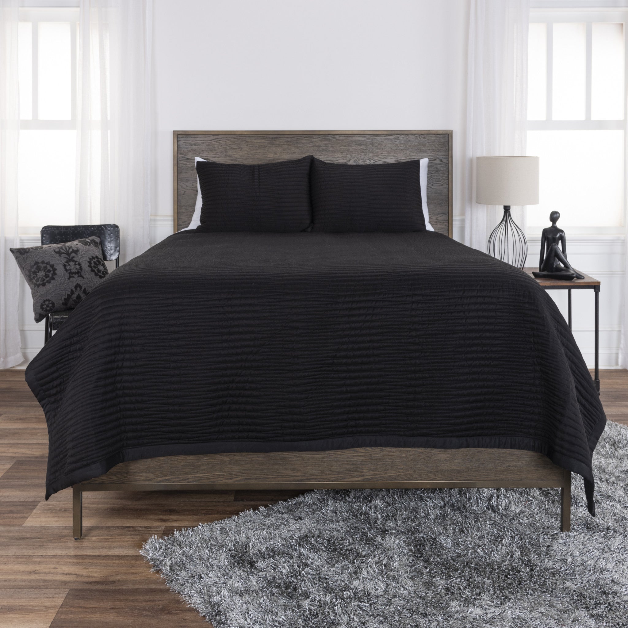 Black Geometric King Quilt - GreatEagleInc
