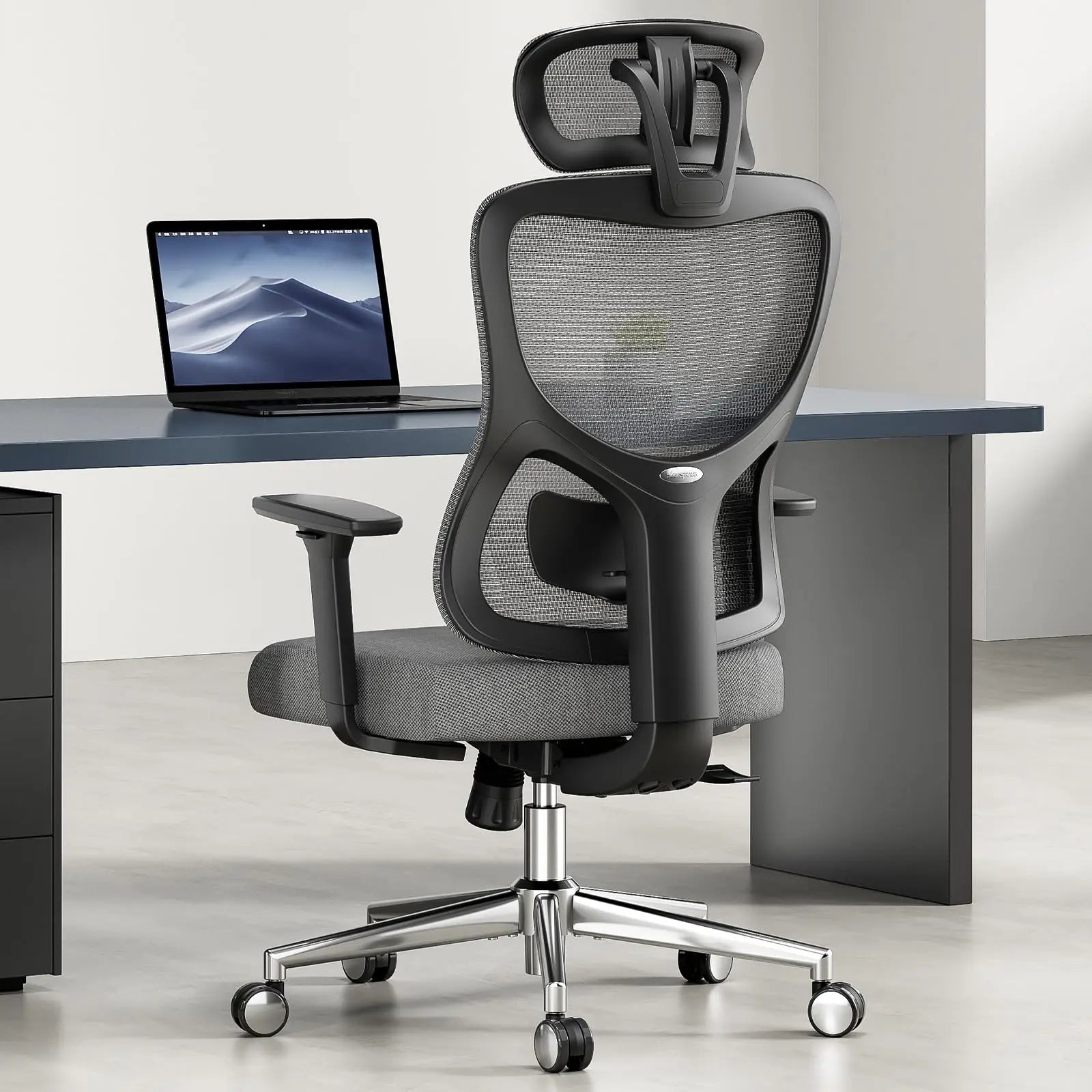 Black Gray and Silver Adjustable Height Swivel Rolling Office Chair Homeroots Office