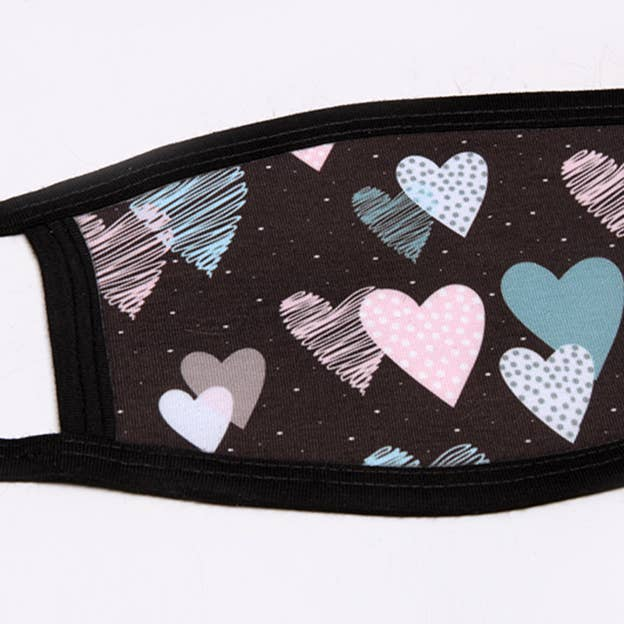 Black Hearts FLAT Face Mask LIANE FRIED STUDIO